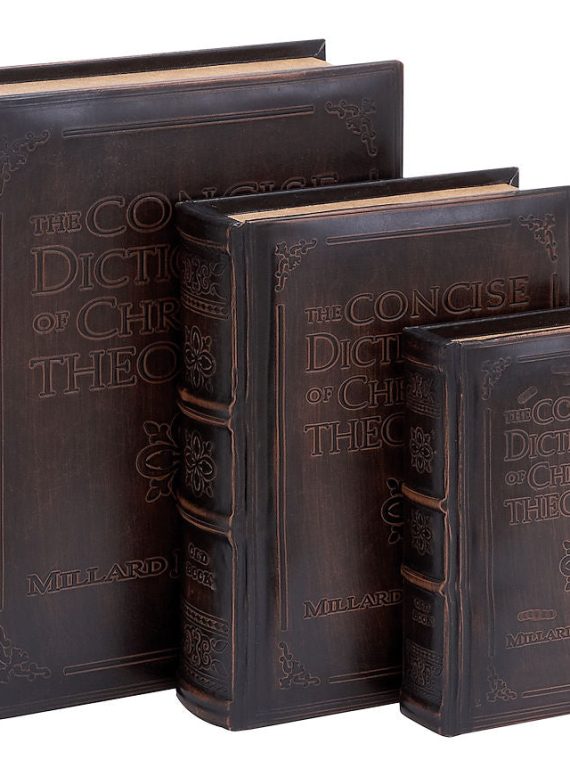 Theology Dictionary Faux Leather Wood Book Box Storage Set of 3