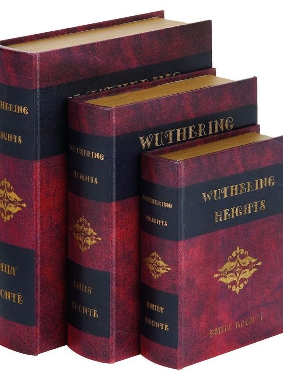 Wuthering Heights Faux Leather Wood Book Box Storage Set of 3