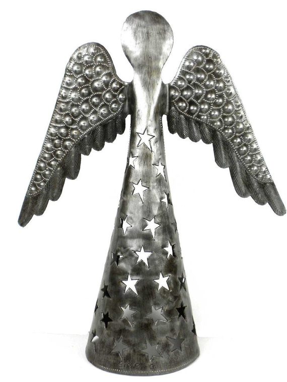 Angel with Wings Down Oil Drum Tabletop Art 14" | Haiti Fair Trade