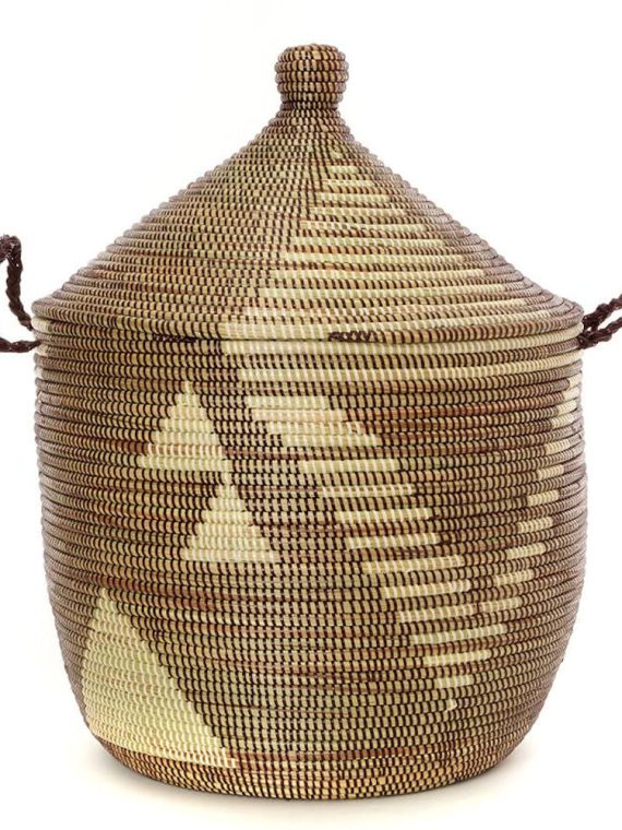 Brown & Cream Tribal Design Traditional Laundry Hamper Storage Basket