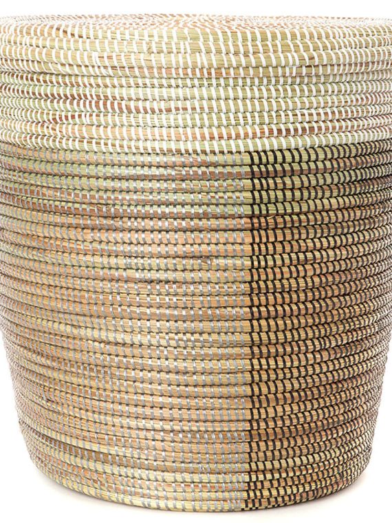 Black Silver & White Half & Half Medium Peace Corps Lidded Hamper Basket
