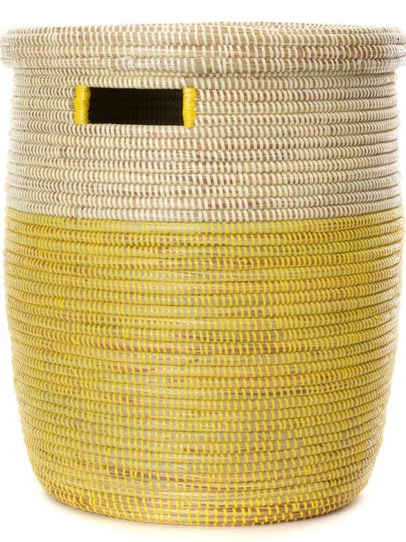 Lemon Dipped Two-Tone Medium Peace Corps Lidded Hamper Basket