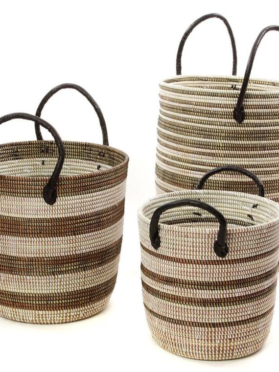 Black & White Mixed Pattern Set of 3 Nesting Storage Baskets